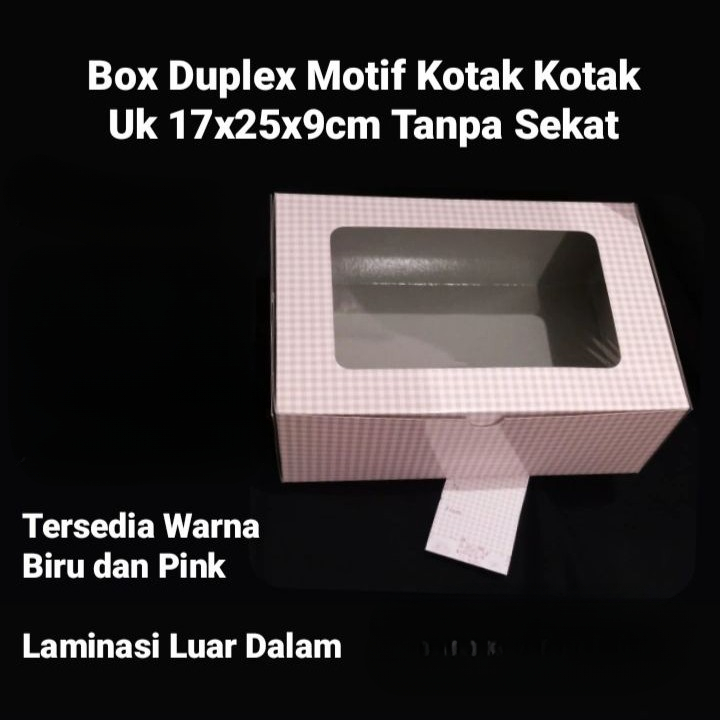 

Box Duplex Pink Motif Kotak Kotak Tanpa Sekat Dus Laminasi Luar Dalam 17x25x9cm