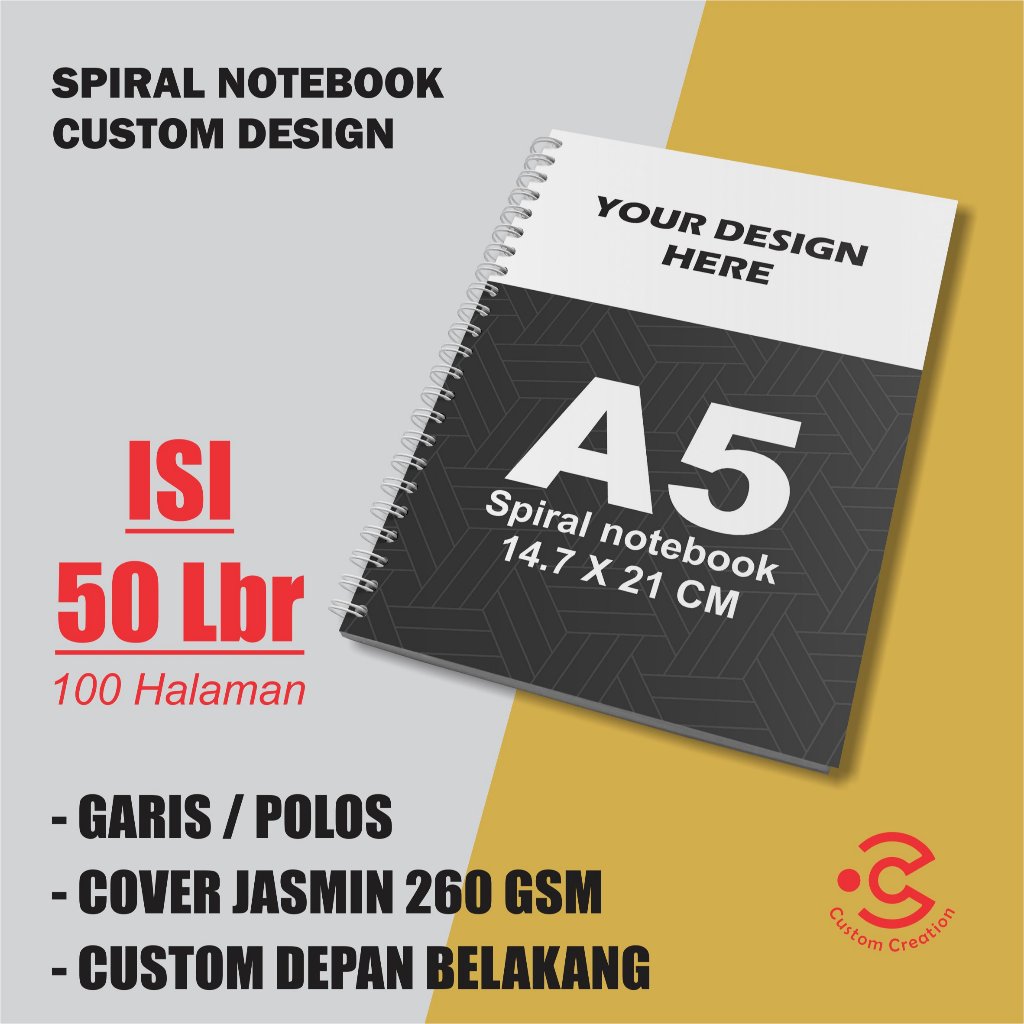 

NOTEBOOK SPIRAL NOTES CUSTOM COVER DEPAN BELAKANG A5 (50 lembar)