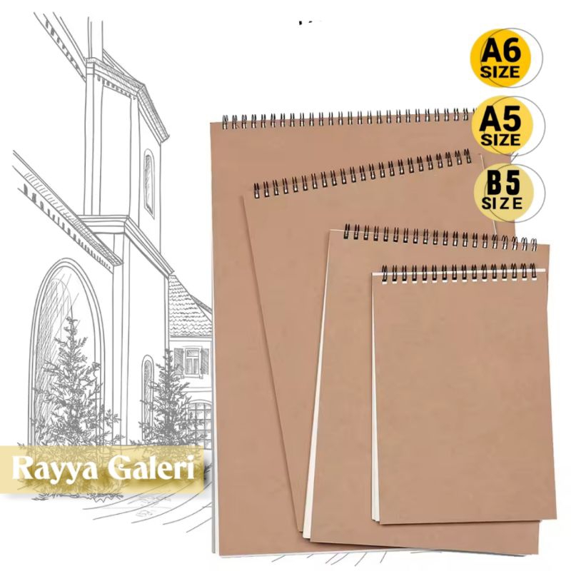 

Watercolor buku gambar & sketsa tebal Double ring spiral isi 23 halaman