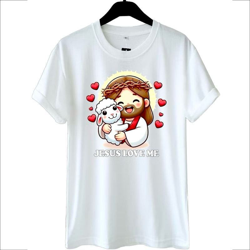 Kaos Rohani Jesus Love Me Size Dewasa S-XXXXL Big Size Jumbo Oversize & Size Anak 2-10tahun Baju Cou