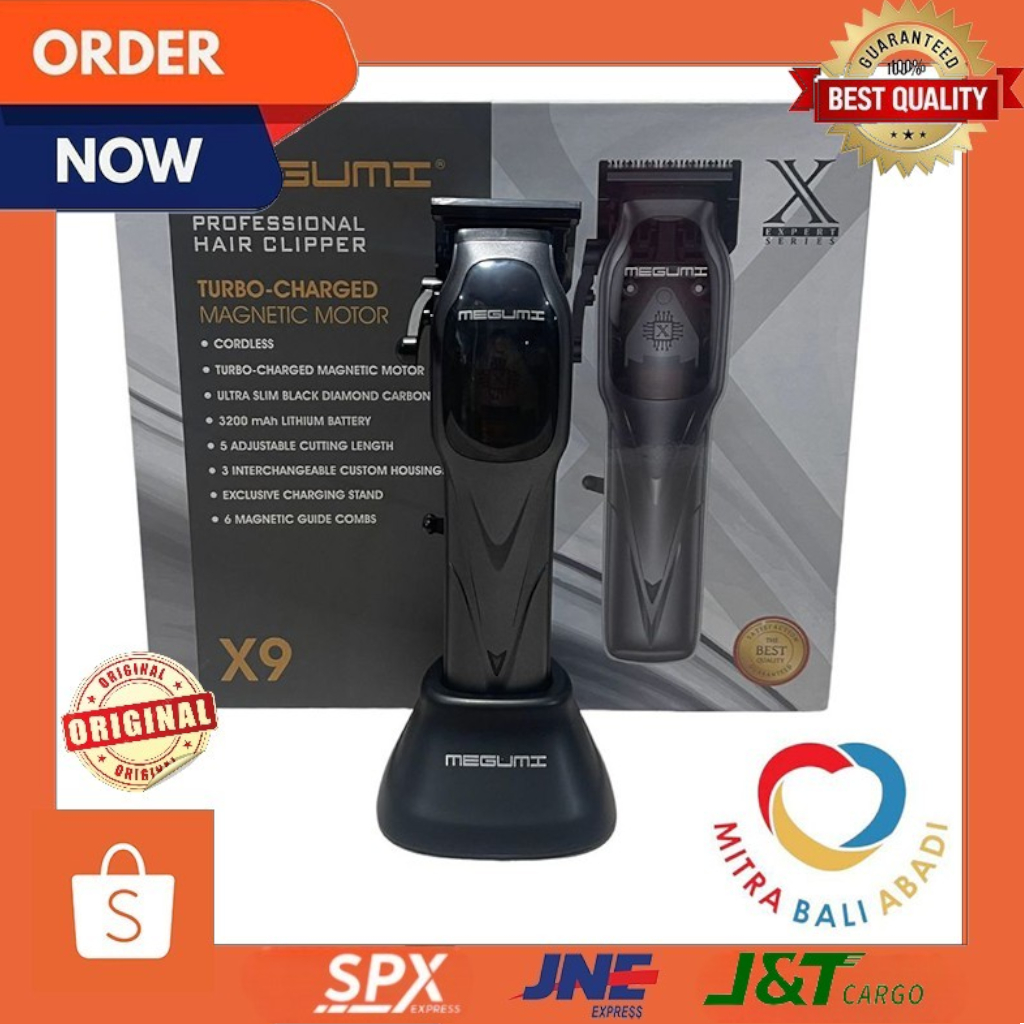 Clipper Rambut Elektrik/Cordless - MEGUMI CLIPPER X9 CORDLESS CARBON BLADE PROFESSIONAL HAIR CLIPPER