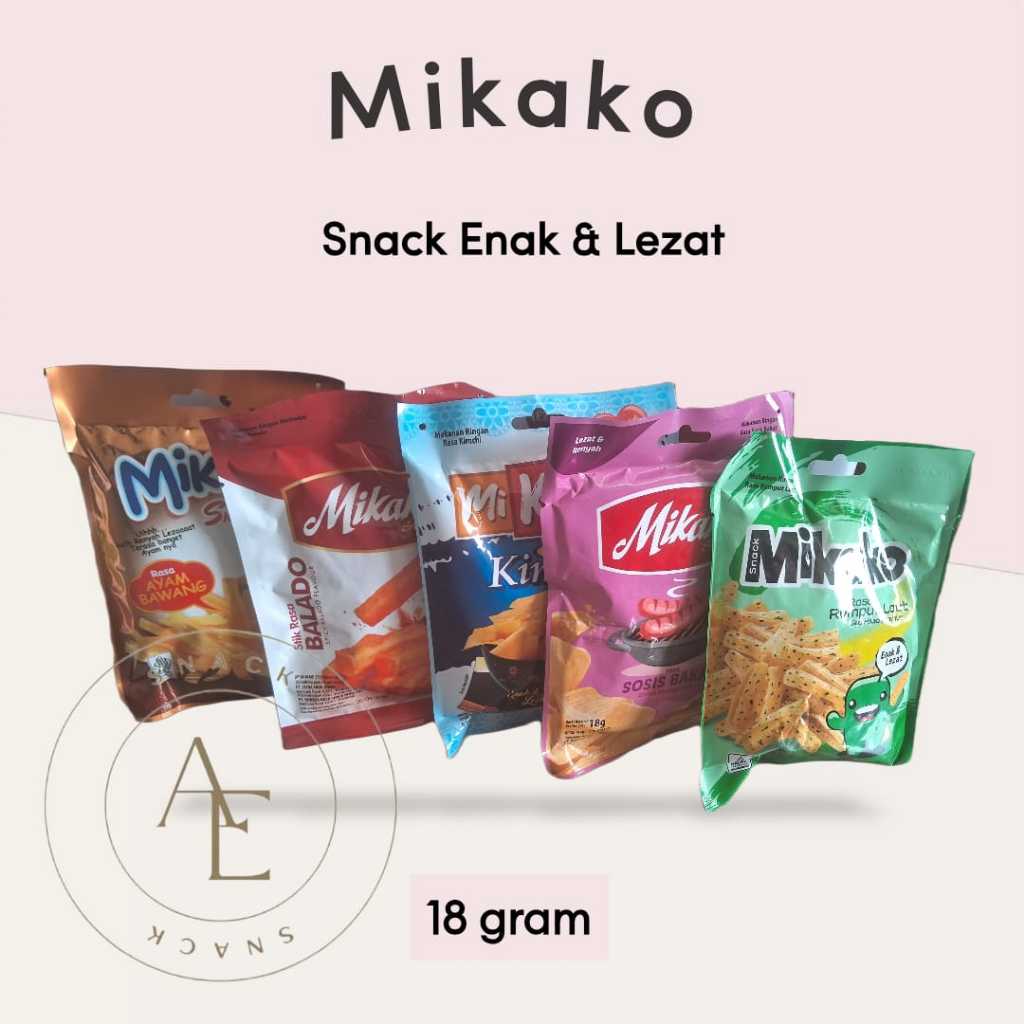 

Snack Mikako Kripik Stick Aneka Rasa kemasan pack isi 10 pcs X 18 gram