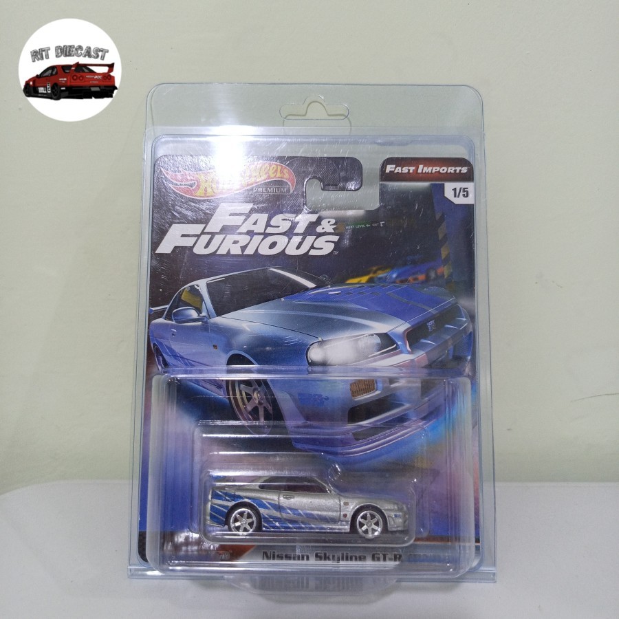 Hotwheels Premium Nissan Skyline GT-R (BNR34) Fast Furious Fast Imports