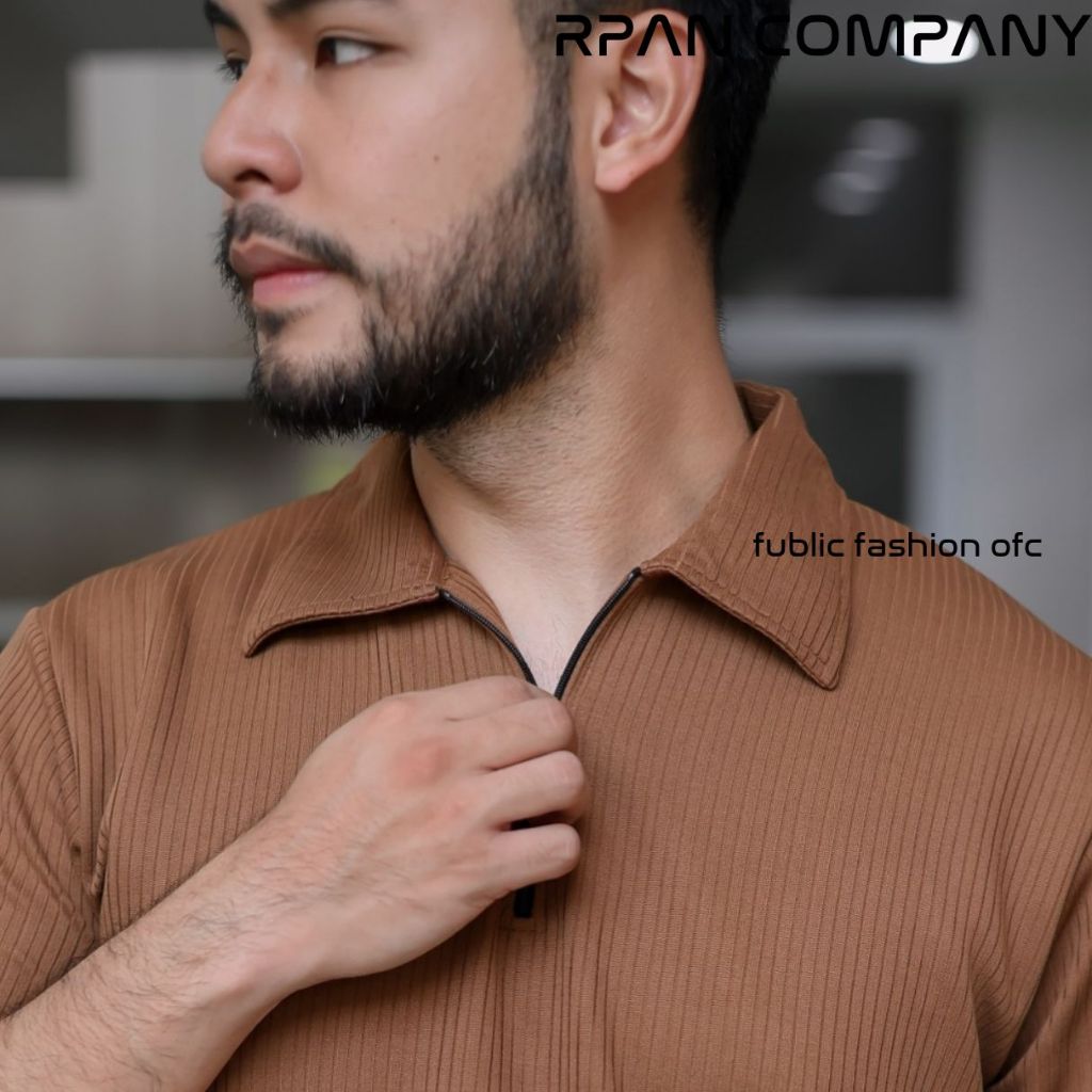 Polo Shirt Knit Zipper Pria Kaos Polo Resleting / Polo Salur Kecil Zipper / Baju Polo Shirt Zipper S