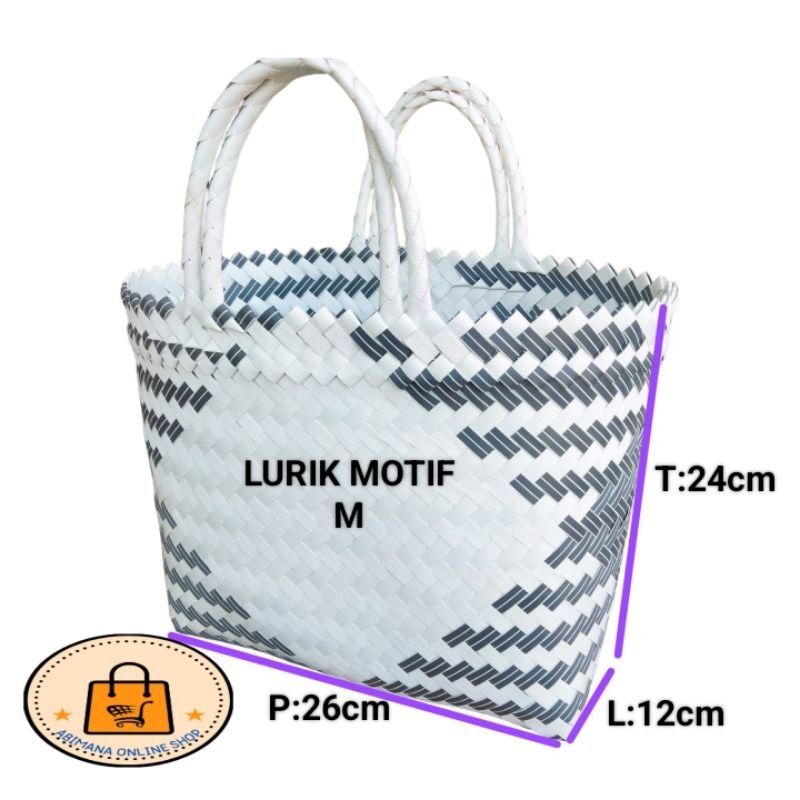 Tas Anyaman Lurik M /Tas Anyaman Sedang/Tas Belanja/Tas berkatan/Tas Parchel/Tas hantaran
