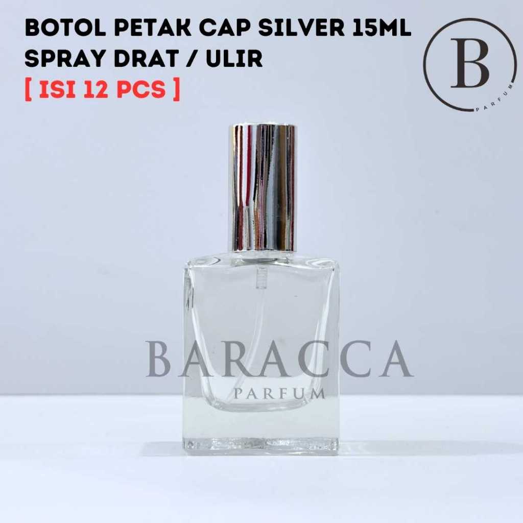 Botol Parfum Hermes 15ML Drat Tutup Silver - Botol Parfum Kosong Hermes - Botol Parfum Kaca 15ML
