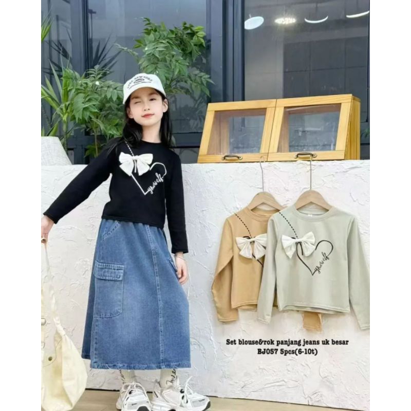 setelan anak perempuan import rok cargo bj057