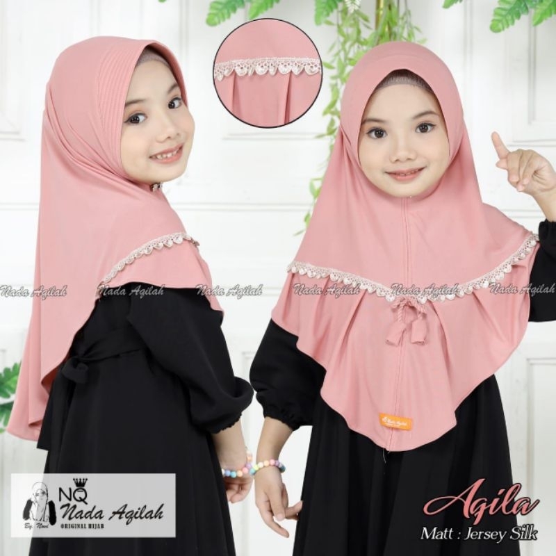 Hijab Jilbab Bergo Instan Anak Perempuan SD TK Renda Aqila Origi