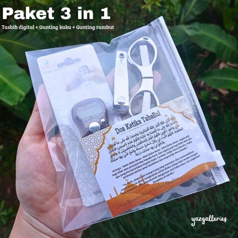 

Paket 3 in1 Gunting Lipat Tahallul + Gunting Kuku + Tasbih Digital Perlengkapan Umroh dan Haji