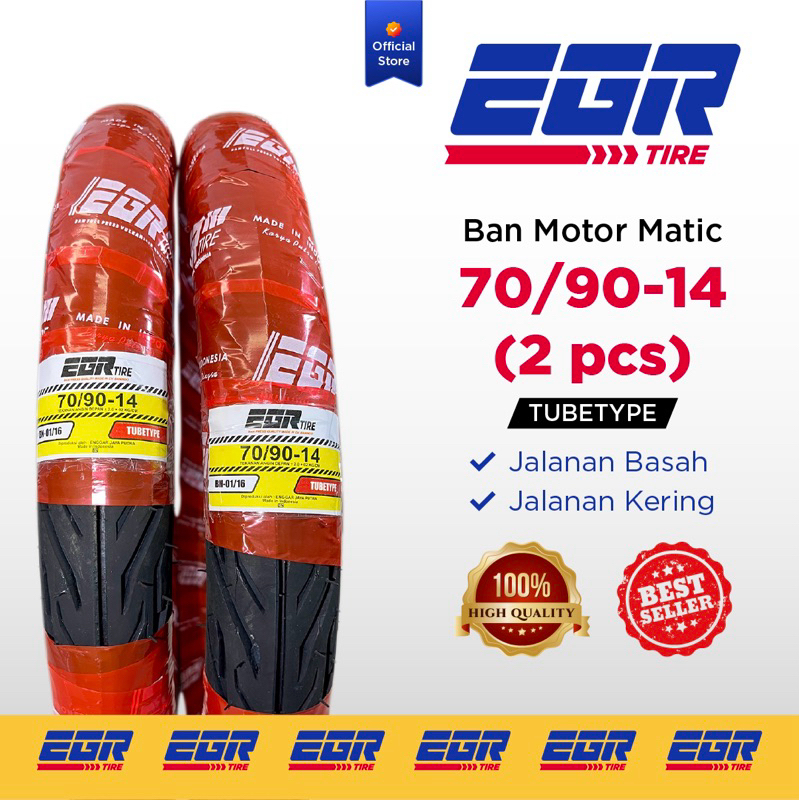 EGR TIRE ban luar motor matic Beat Pop Mio Vario Scoopy velg 14 ukuran 70/90-14 2pcs