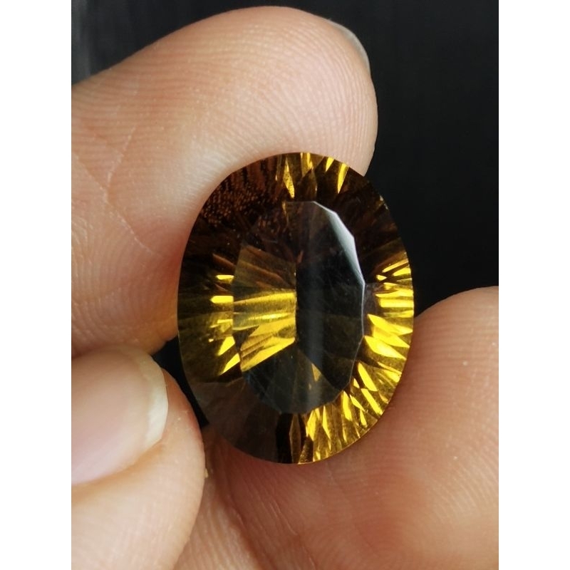 Natural Golden Citrine Memo 17 x 13 x 9 mm 10.5 Ct Kecubung Kuning Oval Concave Cutting YGL 1044