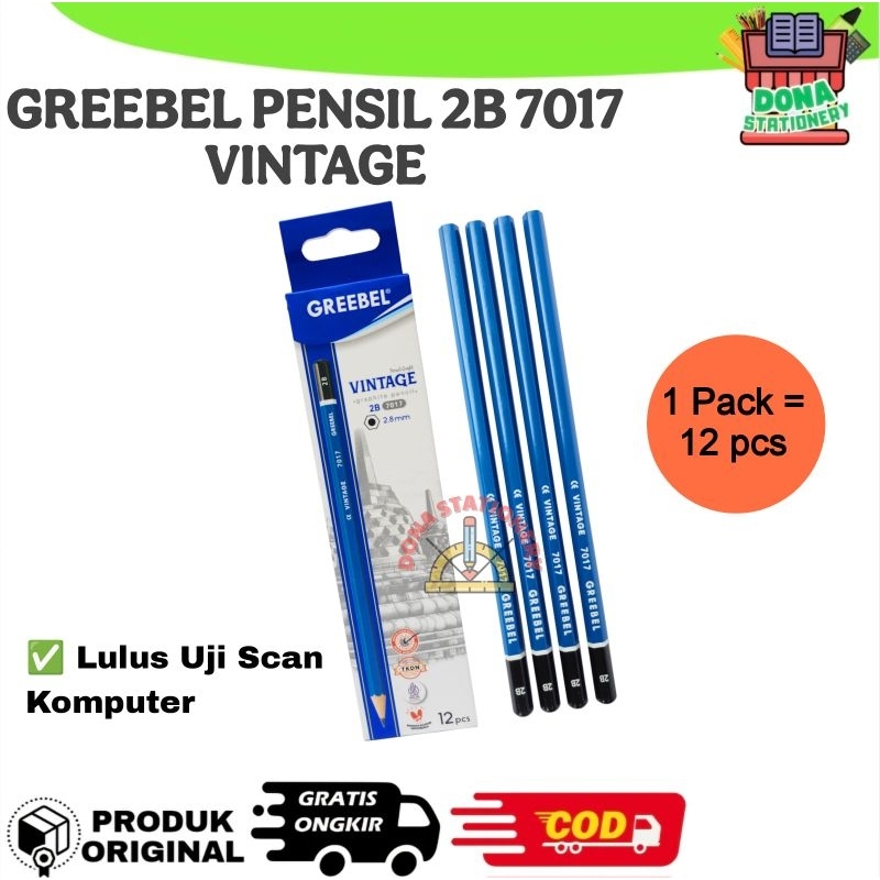 

Pensil 2B GREEBEL 7017 Vintage Pensil Ujian Pensil Tulis Pensil Graphite