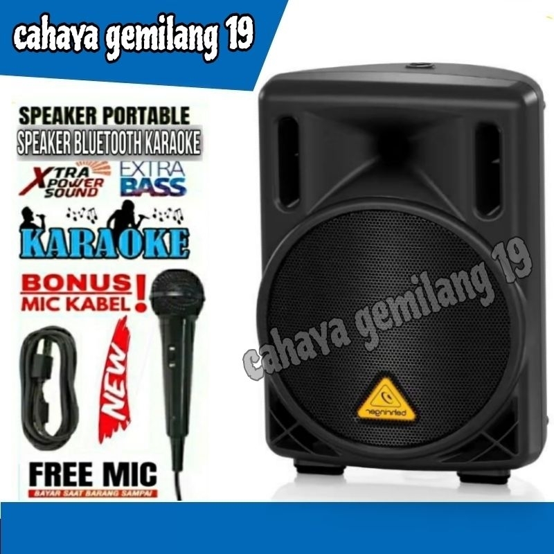 SPEAKER BLUETOOTH BONUS MIC KARAOKE/SALON AKTIF PORTABLE SUPER BASS WIRELESS SPEKER USB LED
