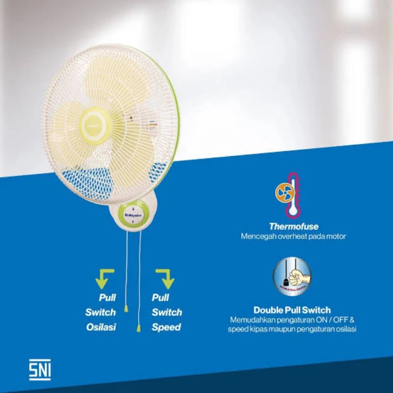 KIPAS ANGIN DINDING/WALLFAN MIYAKO 16" INCH KAW-1662 PL - GARANSI RESMI (Khusus Instant Medan)