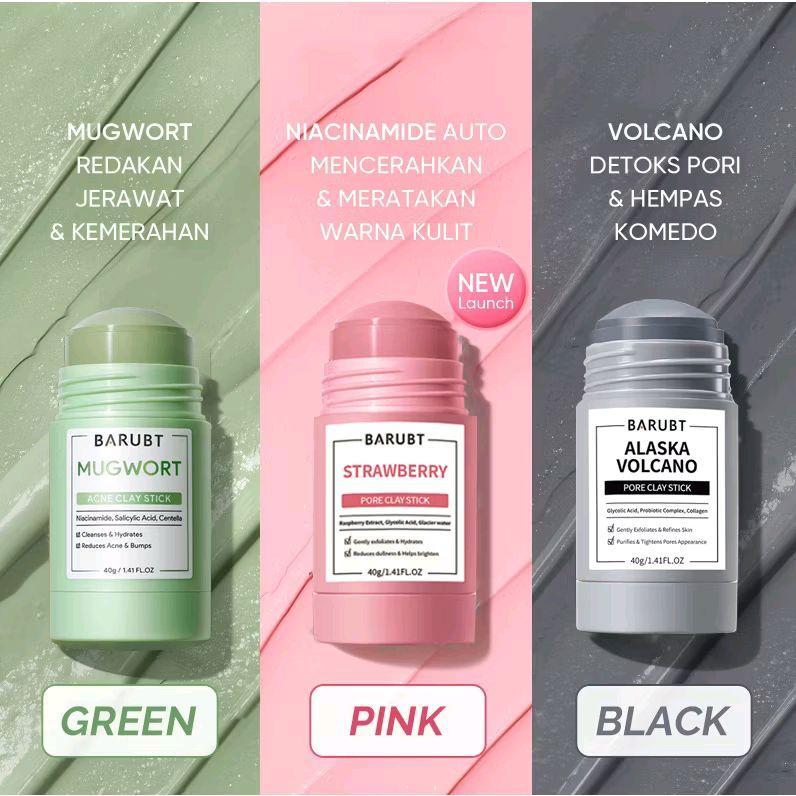 Mugwort Acne Clay Stick 40G Barubt Alaska Volcano Clay Masker Wajah Masker Komedo