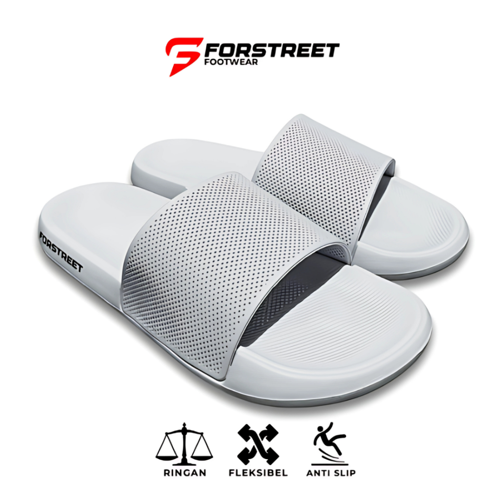 Sandal Pria Wanita Kekinian Empuk Sendal Laki Rumah Sepatu Sendal Slop Cowo Putih - FORSTREET