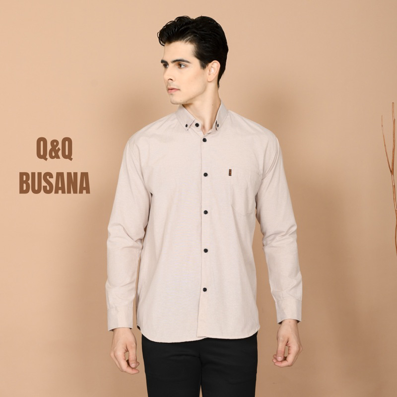 Kemeja pria Lengan panjang Baju pria hem kemeja polos Cream I Oxsport Best Quality