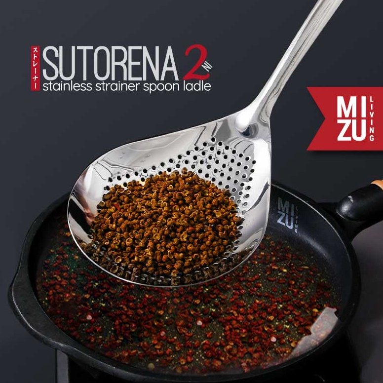 55MURAH MIZU SUTORENANI 34 Stainless Strainer Spoon Ladle Centong Saringan Sup Sendok Saringan Mie J