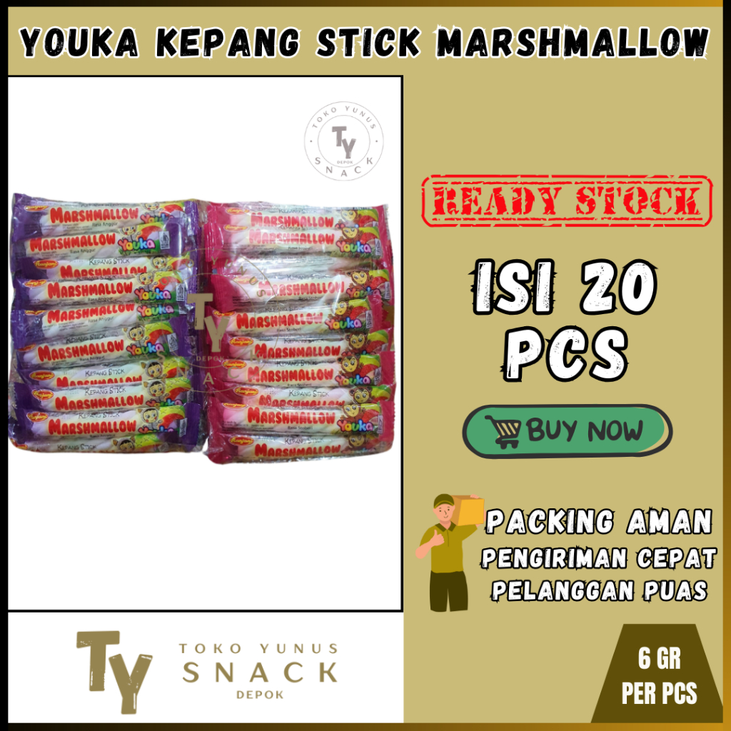 

YOUKA KEPANG STICK MARSHMALLOW ISI 20PCS @6GR