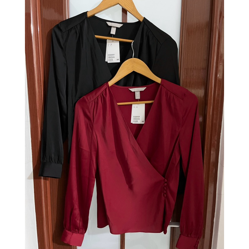 H&M original satin wrap blouse