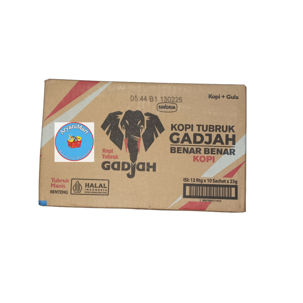 

KOPI Tubruk GADJAH Kopi+Gula 1Dus isi 12Rcgx10Bksx23Gr