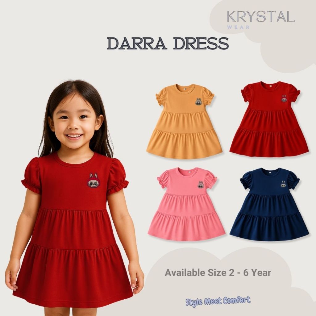 Krystal - Darra Dress Anak Perempuan - Baju Anak - Katun - 2-6 Tahun