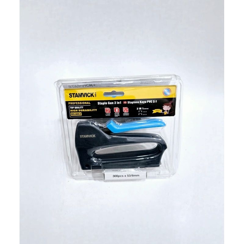 

Staples Tembak NEW STAMVICK - Staple Gun 2 in 1 STAMVICK - Stapless Kayu Pvc 13/4-8mm - 53/4-8mm