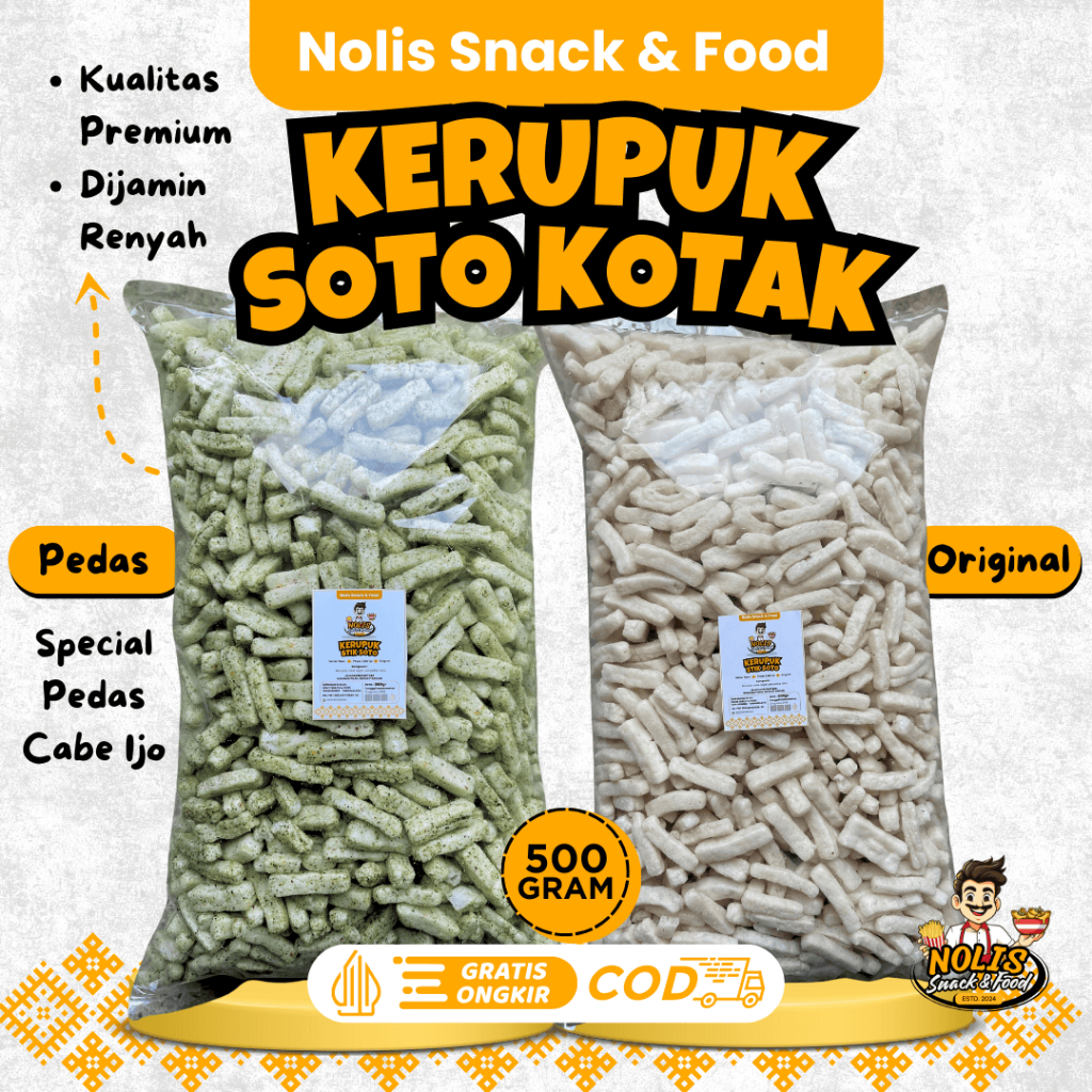 

500gram KERUPUK SOTO SPECIAL PEDAS CABE IJO DAN ORIGINAL /Kerupuk lombok ijo/kerupuk ikan tongkol