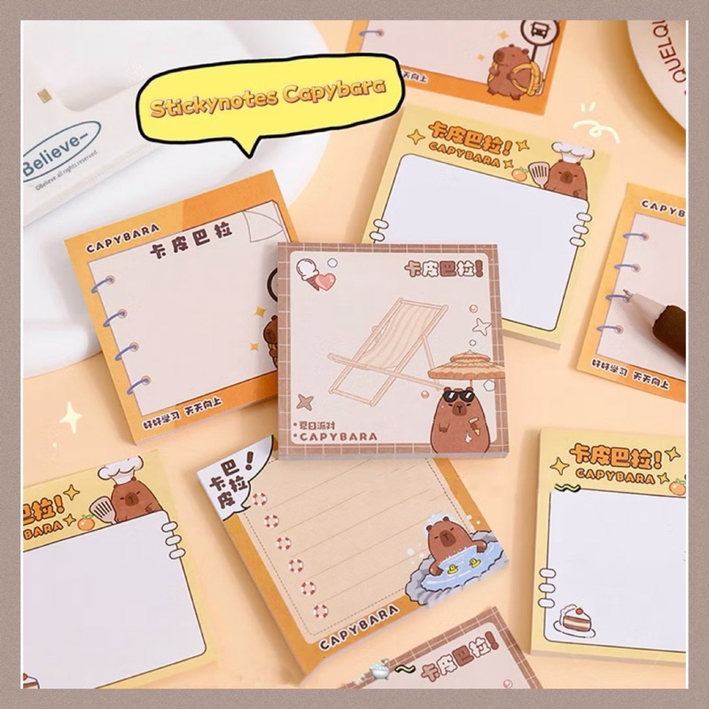 

50 Halaman Sticky Notes Memo Notepad Kertas Catatan Lucu Motif Kapibara MP09