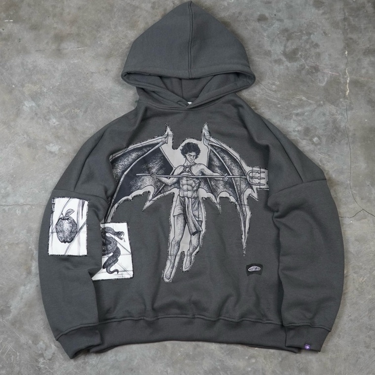 55TERBARU Oversized Boxy Cut Hoodie  FIEND  Poseidon Reprisal