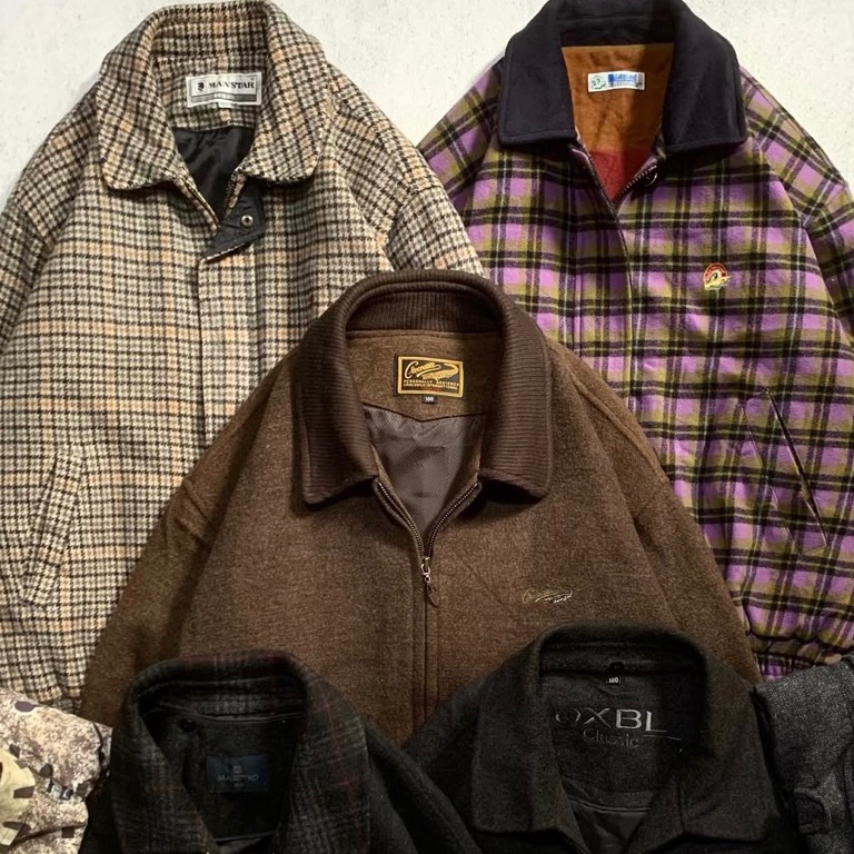 55HARGA BERSAHABAT VINTAGE CASUAL Jacket  dustgoods  Harrington Flight Work Wool Bomber Outer Tartan
