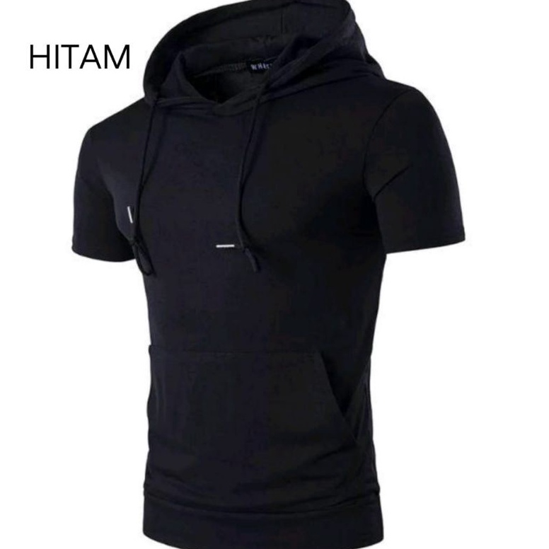 55BIG SALE Kaos KuplukHoodie Lengan Pendek Kantong Depan Polos