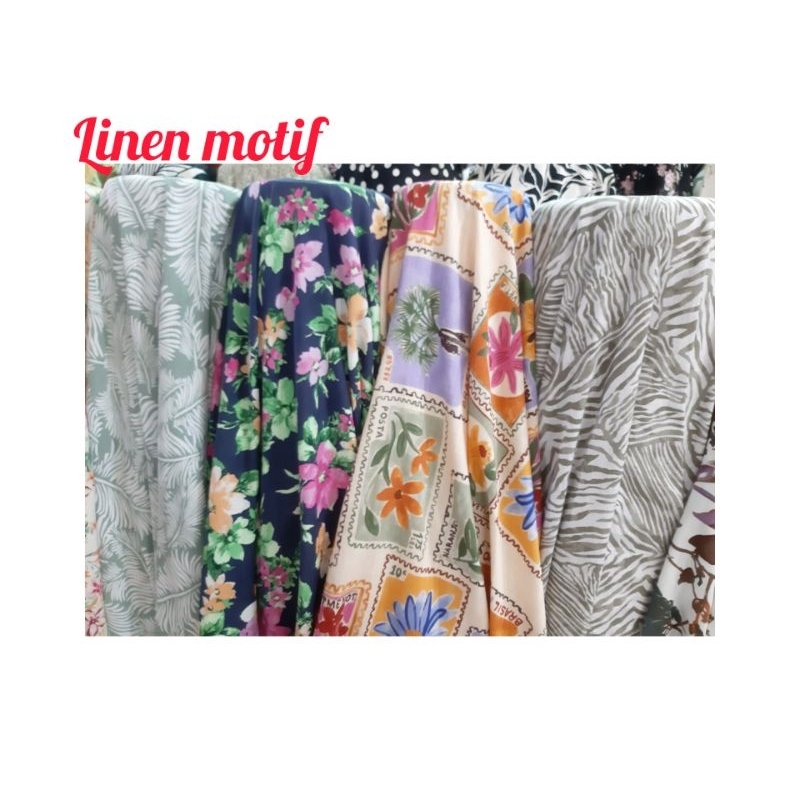 COD Kain linen motif /Bahan linen import/Bahan kemeja/Katun linen/Linen halus