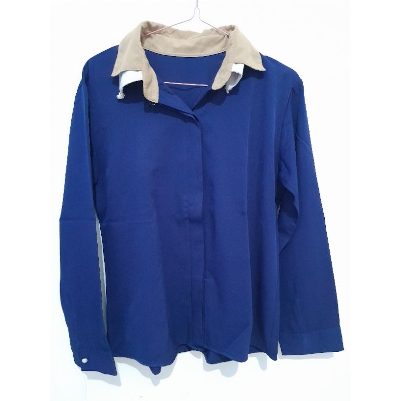 blouse biru dongker