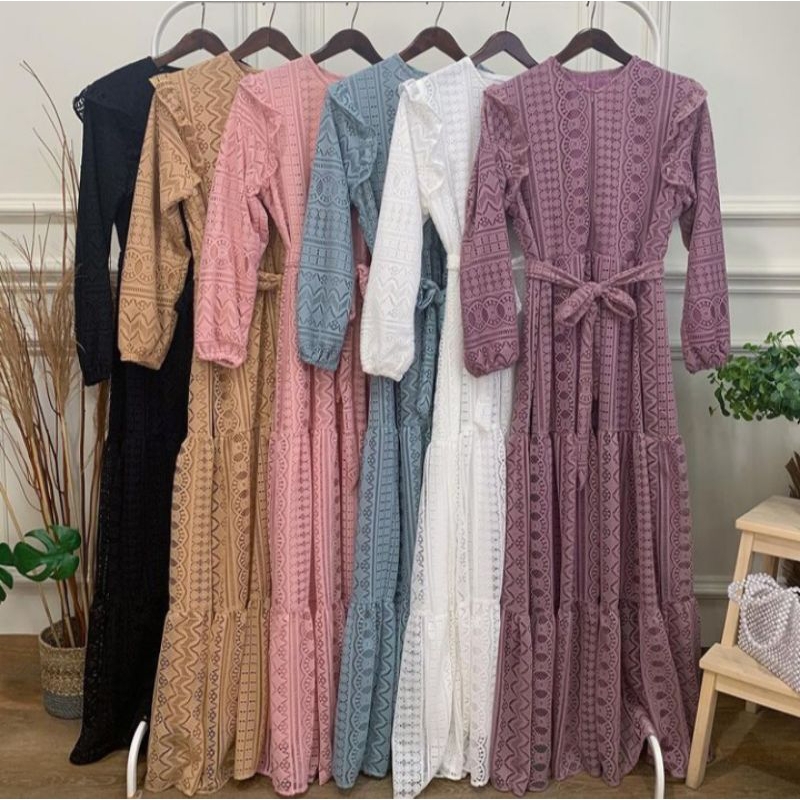 Gamis brukat ungu Ld 110