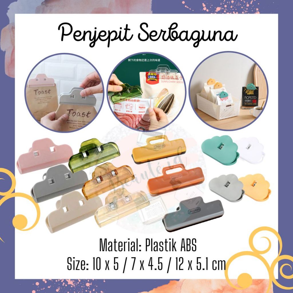 

Klip / Penjepit / Jepitan Serbaguna Penyegel Jepit Kantong Sisa Makanan Snack Roti Bumbu Masak Kopi Kertas Buku Bahan Plastik ABS Besar Kuat Multifungsi Untuk Sekolah / Dapur Rumah Tangga Kitchen Clip
