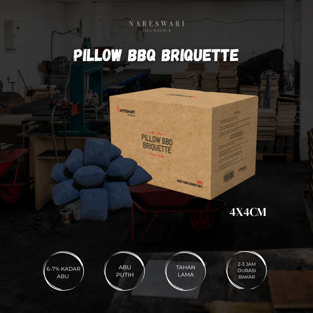 

Pillow BBQ Briquette | Arang BBQ | Arang Briket Bantal | Briket BBQ | Briket