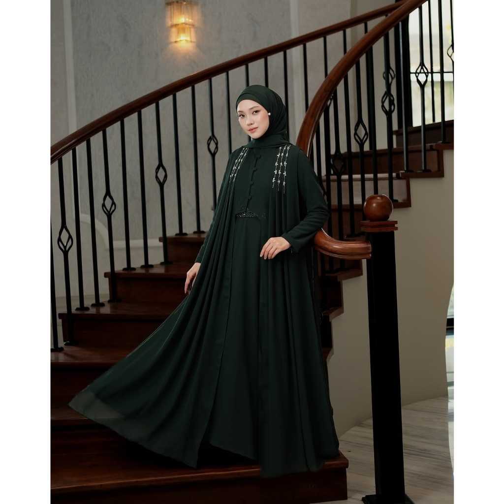 Safira Gamis Ceruty Babydoll Terbaru Baju Lebaran Wanita Dress Maxi Muslimah Kekinian Putih