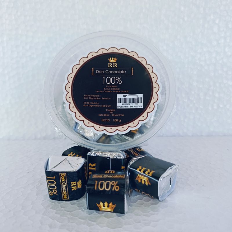 

COKELAT DARK 100% CUP CUBES , NETTO (100GR)
