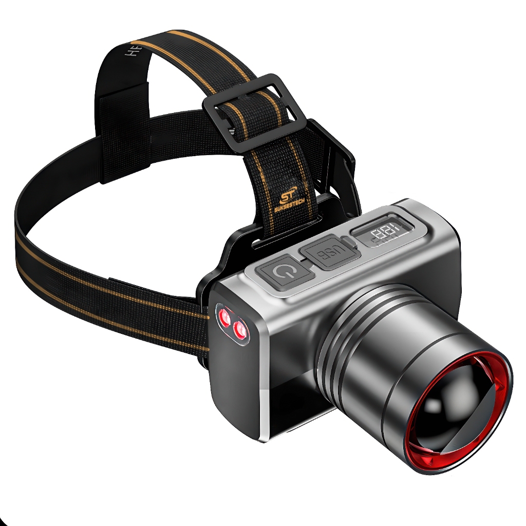 Suksestech Senter Kepala Cas Headlamp Zoom In Out 3 Mode Lampu Sensor Waterproof D-33 D-34