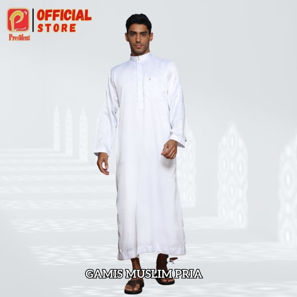 premium president - gamis pria jubah gamis laki laki viskin polos putih modern gaya casual remaja
