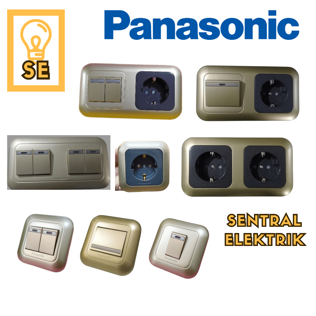 PANASONIC GOLD / SILVER/ DARK BROWN /PASTEL saklar engkel seri stop 1 gang 2 gang 4 gang wide series