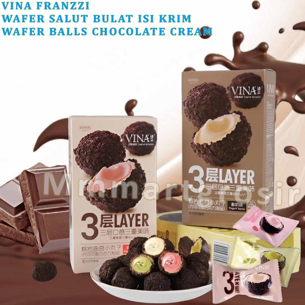 

Vina Franzzi / Wafer Salut Bulat Isi Krim / Wafer Balls Choco Cream Varian Rasa / 100gr