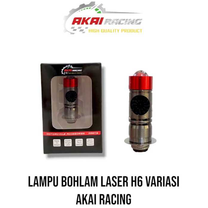 Bohlam Lampu Depan LED Akai Racing + Kipas Bohlam Laser H6 Warna Putih-Kuning Lampu Motor AC/DC Univ