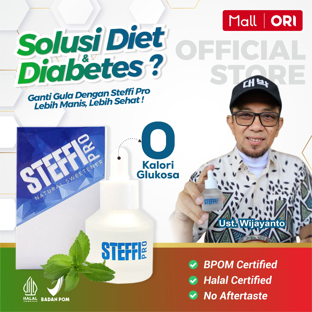 

STEFFI PRO & British Propolis Solusi Diabetes Pemanis Alami Pengganti Gula Stevia Tetes 0 Kalori