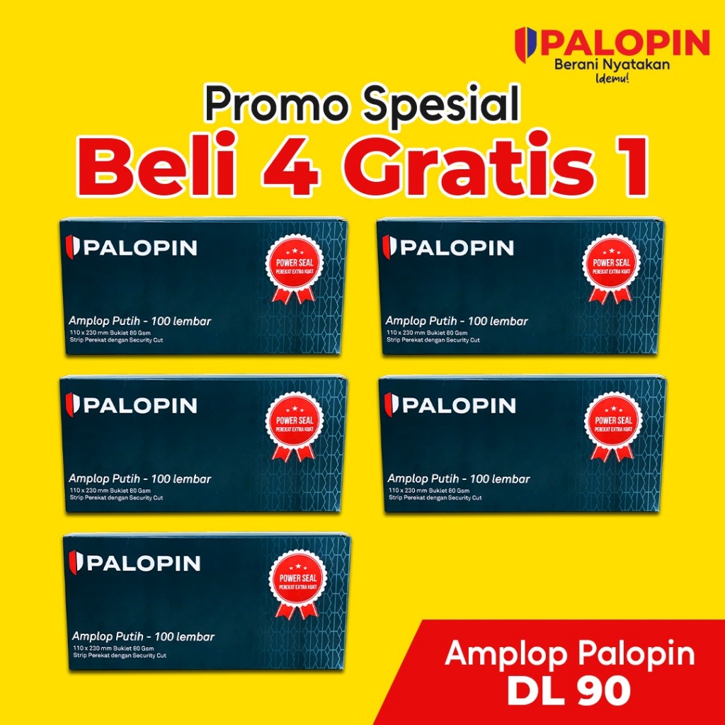 

BIG Promo 4 Box Amplop Putih Palopin DL90 ( isi 100 pcs) Free 1 Box