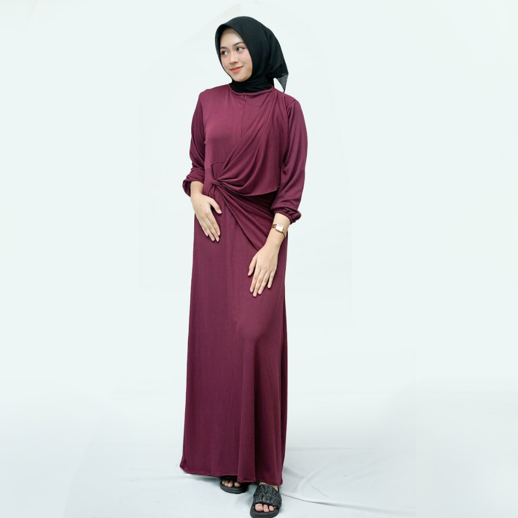 Athira Gamis Abaya Knit Premium Polos Kasual Baju Muslimah Terbaru RMD 04 [Lassica_collection]