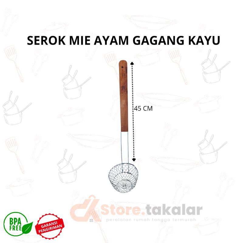 Serok Mie ayam gagang kayu serok mie serok bakso gagang panjang