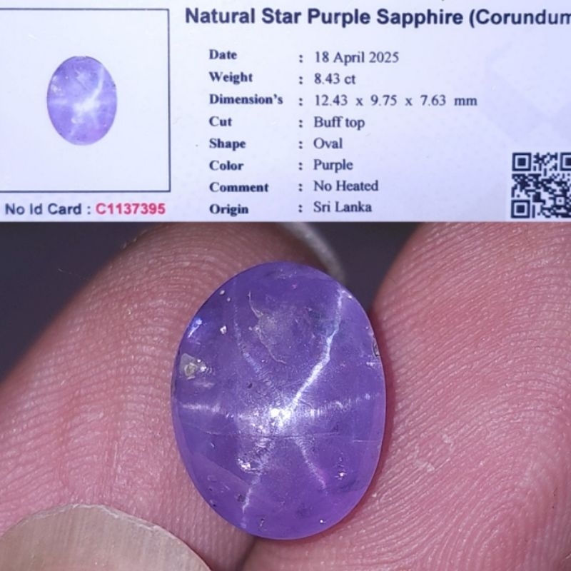 Natural BIG SIZE purple sapphire star ceylon safir srilanka no treatment