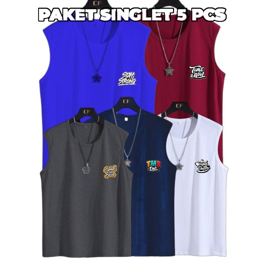 PAKET SINGLET HEMAT 5 PCS PRIA / SINGLET PRIA SANTAI / PAKAIAN KAOS DALAMAN PRIA / ATASAN PRIA